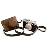Un Etui caisson à deux volets en cuir pour appareils photo numériques Fuji FujiFilm Finepix X10 (Marron)