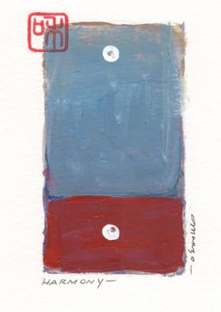 Harmony Is a Giclee Print of an Original Painting By John Manzo, Showing a Zen Style Seascape with Reflecting Moon, 4 X 6 Inches