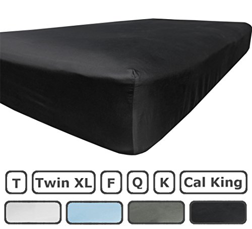King Size Fitted Sheet Only - 300 Thread Count 100% Egyptian Cotton - Flat Sheets Sold Separately for Set - 100% Satisfaction Guarantee (Black)