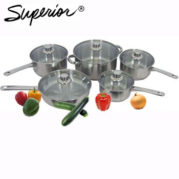 10 pc Stainless Steel cookware pots pans set w lids NEW product image