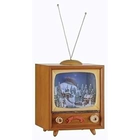  8.75 inch Happy Holidays Musical Animated Christmas Winter Scene TV Box Decoration