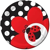 Creative Converting Ladybug Fancy Round Dessert Plates, 8-Count