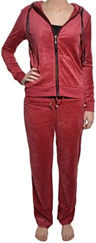 Central Park Velour Track Suit Set (Cranberry, Small)