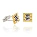 Designer Two Tone Vermeil (24k Gold over Sterling Silver) and Silver Rolex Style Blue cz Mens Cuff L
