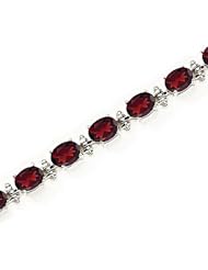14kt Yellow Gold Oval Garnet and Diamond Bracelet
