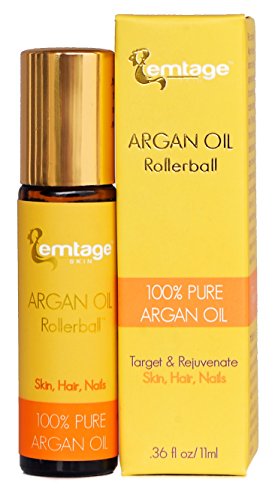 Argan Oil Rollerball - Target & Rejuvenate Hair, Face, Skin, Nails, Beard .33 fl oz. 100% Organic Virgin Moroccan Argan Oil in a Roll-on. Anti-Aging Beauty Secret