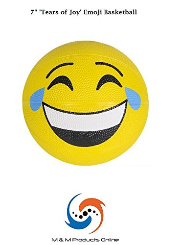 M & M Products Online 7″ EMOJI Face Tears of Laughter Mini Rubber Basketball for Indoor/Outdoor/Pool Play!