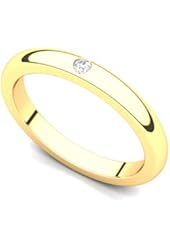 14k Yellow Gold Bezel set Diamond Wedding Band Ring (G-H/SI, 0.03 ct.)