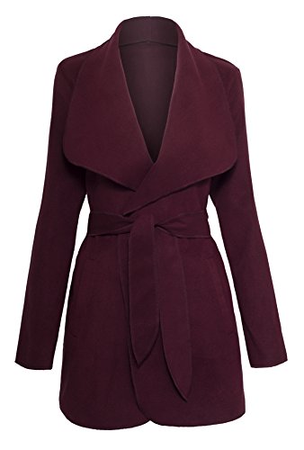 Women's Drape Open Front Waterfall Belted Wrap Coat Jacket