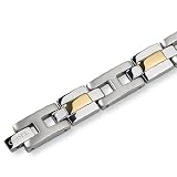 24K Gold Plated Brushed and Polished Titanium Bracelet - 9 Inches