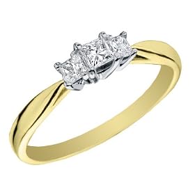 Princess Cut Three Stone Anniversary Ring 1/4 Carat in 14K Yellow Princess Cut Three Stone Anniversary Ring 1/4 Carat (ctw) in 14K Yellow