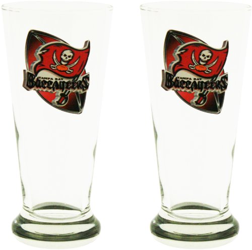 Tampa Bay Buccaneers Two Pack 12-Ounce Flared Pilsner Glasses