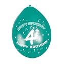 Happy 4th Birthday Latex Balloons, Packs of 10, Air Fill