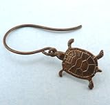 Sea Turtles Natural Brass Charm Earrings Ocean Theme Vintage Look Jewelry