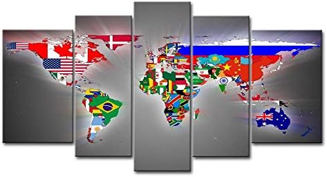 5 Panel Wall Art Painting World Map Flags Pictures Prints On Canvas City The Picture Decor Oil For Home Modern Decoration Print