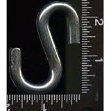 25 , S-Hooks, Zinc, Coated, Steel, Electrozinced, Chain S Hook, Rust Resistant, Connector, Open S- Hooks, Small Loop Inside Diameter .50", Large Loop Inside Diameter .75", Inside Length 2.0", Outside Length 2.62", Material Diameter .312"