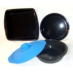 WellBake� Professional 3 Piece Microwave + Combi Oven Set: Casserole Dish + Vented Lid, Shallow Dish (lid also fits this dish), Square Dish : Non-Stick Silicone + 10 Year Guarantee.  FREE p+p on this set