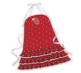 Ruffled Red Polka Dot Canvas Kitchen Apron with