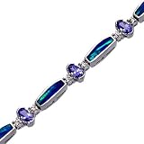 41NyNB6VC0L. SL160  14K White Gold Tanzanite, Diamond and Opal Inlay Bracelet