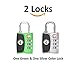 TSA Accepted 3 Digit Combination Luggage Lock for Travel Open Search Alert Indicator Heavy Duty, Sturdy, Quality Construction, Durable, Customs Friendly Free Ebook 2 Locks (1 Green and 1 Silver)