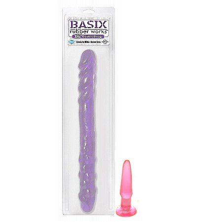 Pipedream Products Basix Rubber Works - 16 Inch Double Dong Purple Adult Sex Toy Kit