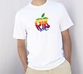 R.I.P. Steve Jobs Rainbow Apple on a White Vapor Apparel T-Shirt LARGE