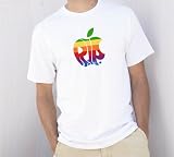 R.I.P. Steve Jobs Rainbow Apple on a White Vapor Apparel T-Shirt X-LARGE