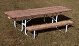 8' Wheelchair Accessible Durable All Welded Picnic Table With Top of Gray Recycled Plastic Planks