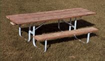 8' Single Sided Wheelchair Accessible Durable All Welded Picnic Table With Top of Untreated Pine Pl