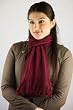 Handmade Lightweight 75% Alpaca Natural Fiber Scarf - Cable Design in Raspberry-wine (Classic Fringes)