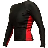 Women's Grappling Rash Guard - Piranha Gear - Long Sleeve - Black and Red