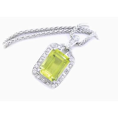 6CT Emerald Cut Natural Lemon Quartz Pendant In Sterling Silver With 18 Chain