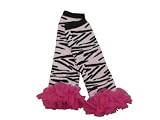 Pink with Black Zebra Print & Hot Pink Chiffon Ruffle Leg Warmers Girls, Infant, Toddler