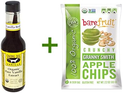 Best Singing Dog Vanilla, Organic Pure Vanilla Extract, Farm Grown , 5 fl oz (147 ml), Bare Fruit, Granny Smith Apple Chips, 2.2 oz (63 g)
