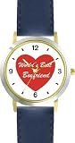 41NyhWhC7oL. SL160  Red Heart   Worlds Best Boyfriend   Love & Friendship Theme   WATCHBUDDY® DELUXE TWO TONE THEME WATCH   Arabic Numbers   Blue Leather Strap Size Large