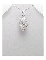 Skull CZ Pendant Necklace In 92.5 Sterling Silver