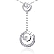 Dazzling Swirls: Sterling Silver and CZ Swirl Circle Pendant Necklace