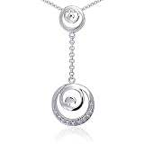 Dazzling Swirls: Sterling Silver Rhodium Finish and CZ Swirl Circle Pendant Necklace