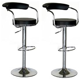 Set of 2 Black - Omicron Kitchen Padded Bar Stool by Premium Outlet