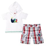 Tuc Tuc Boy's 2 Piece Set. Checked Bermuda Shorts and Hooded T-shirt Rhino Collection. Size 2T