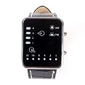 Neewer Cool Fashion Binary Yellow & Red LED Date Digital Man Lady Leather Watch Black