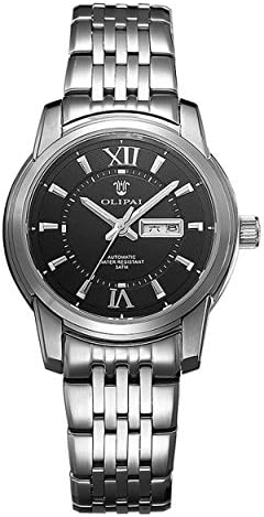 OLIPAI Women's Mechanical Wrist Watches With 316L Steel Band &amp; Day ( Silver )