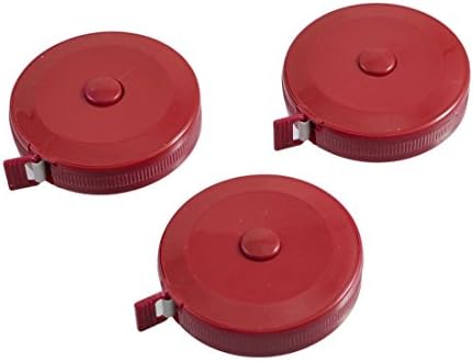 Red Round Case Automatic Retractable Sewing Tape Measure 150cm 60 Inches 3pcs
