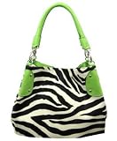 41Nyoxv9eNL. SL160  Lime Green Large Zebra Print Faux Leather Satchel Bag Handbag