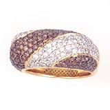 14K Chocolate & White Diamond Candy Cane Ring
