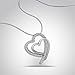 Caperci Sterling Silver Diamond Accent Shadowed Double Open Heart Pendant Necklace for Women, 18''