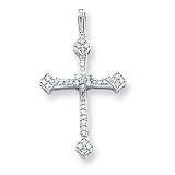 14k White Gold Diamond Cross Pendant