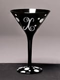 Personalitini - Monogram Black Polka Dot Martini Glass - X