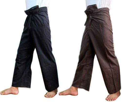 Best Seller "THAISMILE" (DOUBLE) 2 x Striped Thai Fisherman Wrap Pants Trousers