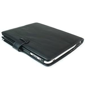 Pre-Order Amazon Exclusive Kroo Manhatten Leather Portfolio for the Apple iPad (Black/Black) with Free Black Stylus Pen with Pre-Order
